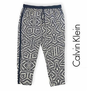 Calvin Klein Black & Beige  Abstract Design Loose Pants